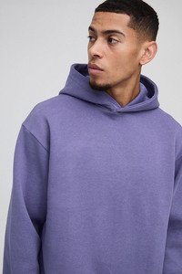 OEM Survêtement Vintage Unisexe Violet 500GSM 100% Coton Boxy Surdimensionné Logo Personnalisé Imprimé Bouffant Ensemble de Jogging à Capuche Prix de Gros - Product Image 2