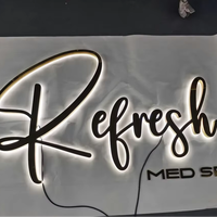Enseigne lumineuse LED personnalisée en acrylique rétroéclairé avec logo 3D pour bureau, lettres en métal rétroéclairées, logo mat illuminé pour entreprise