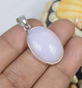 Elegante colgante de piedra de nacimiento de octubre de Plata de Ley 925 sólida con abalorio de ajuste de bisel de ópalo rosa - Product Image 2