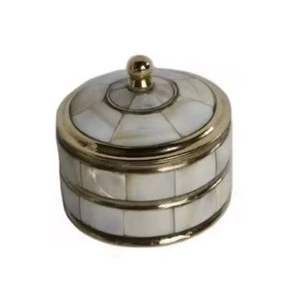 Joyero de Latón con Incrustaciones de Nácar de la Mejor Calidad, Joyero de Dos Niveles con Incrustaciones de Nácar, Estilo Bohemio, Caja para Sindoor - Product Image 5