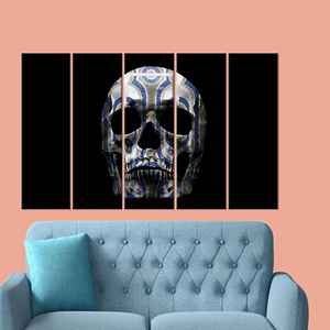 Impresión en lienzo moderna y abstracta de calavera para colgar en la pared - Decoración elegante para el hogar, 5P:Gallery Wrapped - Product Image 1