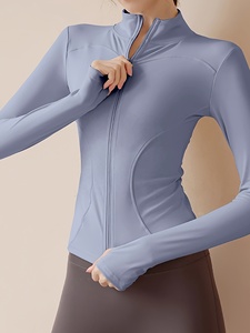 Women's Seamless Yoga <b>Jacket</b> Tops Gym Fitness <b>Workout</b> Sports Shirts Skinny Midweight Spandex/Nylon Elastic Waist Long Sleeve - Product Image 2