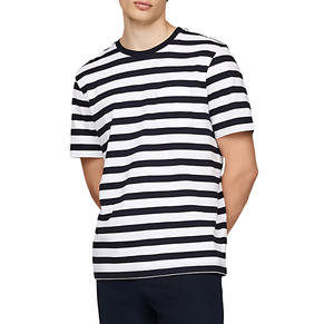 เสื้อยืดคอกลมแขนสั้นสำหรับผู้ชายผ้าคอตตอน100% แบบถักสวมใส่สบายแห้งเร็วระบายอากาศทรงพอดีตัวปกติ - Product Image 1