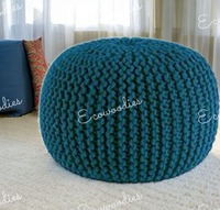 Pouf ottoman en crochet industriel 100% coton, qualité supérieure, rond, avec rangement, léger, empilable, pour chambre à coucher, jardin