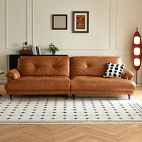 Canapé en cuir de style Chesterfield moderne pour salon carré, couleur orange BS536-A