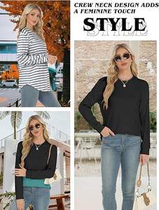 Sweat-shirt à col rond à manches longues personnalisé pour femmes pull coupe ample haut tunique pour l'automne et l'hiver Style décontracté - Product Image 4