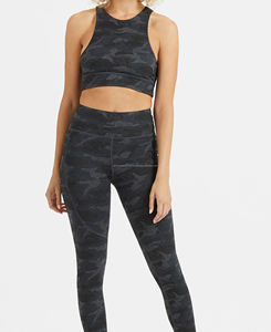 Soutien-gorge de sport pour femme à texture camouflage taille XS pour fitness et salle de sport-Porter une sangle confortable Style simple respirant avec logo avant - Product Image 4