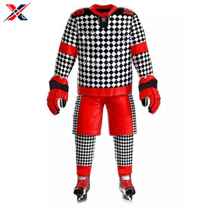 ชุดยูนิฟอร์มฮ็อกกี้น้ำแข็งสำหรับผู้ใหญ่ชุดเล่นกีฬาแขนยาวสีดำและสีแดง - Product Image 4