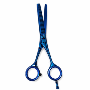 Ciseaux professionnels pour la dégaine des cheveux, 6,7 pouces, en acier inoxydable bleu, ciseaux texturisants, outil de coupe pour barbier et salon, OEM en gros - Product Image 5