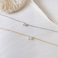 Collier en Moissanite Baguette Dorée en Gros, Faible MOQ, Bijoux Pierre de Naissance