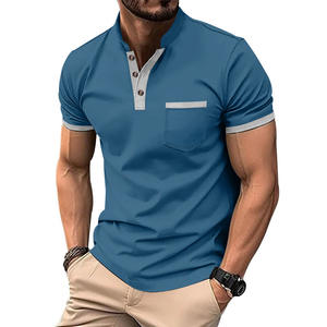 Camiseta de Verano 2026 para Hombre, Manga Corta, Lisa, Estilo Polo con Botones, Color Sólido, Informal - Product Image 5