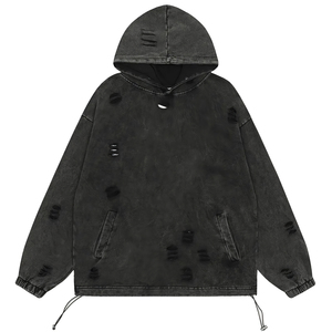 Sweat à capuche d'hiver pour homme, personnalisé, de haute qualité, 100% coton, délavé à l'acide, épais, effet vieilli, respirant - Product Image 1