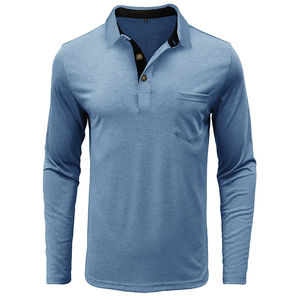 Automne/hiver hommes à manches longues solide revers bouton hauts pullover printemps tendance Jersey bas pour Polo décontracté col tournant - Product Image 6