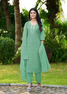 Dernier créateur Ensemble Kurti de travail en organza lourd par Fab Zone Vêtements indiens et pakistanais - Product Image 3