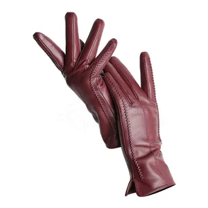 Gants fantaisie en cuir véritable dames cycle de conduite gants d'hiver en peau de mouton écran tactile Compatible pour unisexe avec étiquette