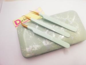 Precio al por mayor, pinzas para pestañas de Color menta, pinzas de extensión injertadas con logotipo privado de acero inoxidable, pinzas de 45 grados en forma de L - Product Image 5