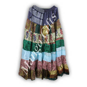 Falda Larga de Chifón Vintage India para Mujer, Cómoda, Elástica, con Volantes, Estilo Bohemio, Hippie, Gitano, para Danza del Vientre y Playa - Product Image 5