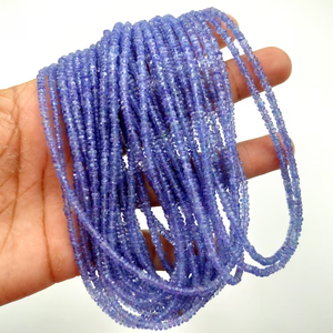 Perles de Tanzanite de qualité AAA facettées en forme de rondelle pour la fabrication de bijoux, 3-3,5 mm, forme de rondelle, pierres précieuses en gros, brins de 16 pouces - Product Image 2