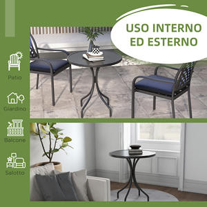 Outsunny Table de jardin ronde avec plateau à lattes en acier, Ø 66x71,5 cm, noir - Product Image 5