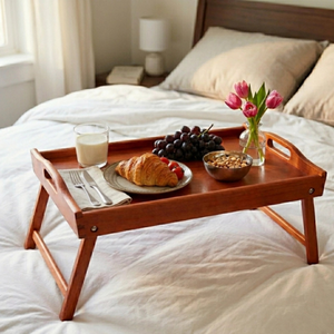 Bandeja de Desayuno de Madera de Pino con Patas Plegables 50x30 cm, Acabado Caoba, Mesa de Cama, Venta al por Mayor, Logotipo Personalizado - Product Image 2