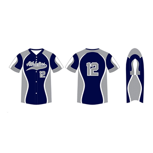 Prix de gros, maillots de baseball en tissu polyester respirant à col en V, entièrement boutonnés, sur mesure avec nom et numéro d'équipe sublimés - Product Image 4