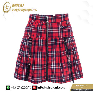 ผู้ผลิตขายส่งที่กําหนดเองผู้หญิงสาวกอธิคพังก์ร็อคโลหะมืดสายชุดกิ๊บรูปร่างสีแดงสก็อตแลนด์ผู้ผลิตปรับแต่ง - Product Image 2