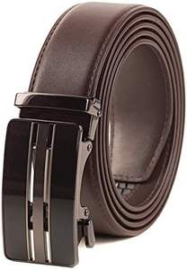 Ceinture de verrouillage automatique en cuir végétalien noir pour hommes avec boucle en alliage matériau en peau de vache look simple et attrayant au meilleur prix - Product Image 2