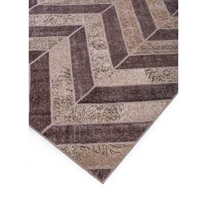 พรมขนสัตว์ผสมปอกระเจาขนาดใหญ่ 9x12 ฟุต สีเบจและสีน้ำตาล ทอมือลายเชฟรอน เหมาะสำหรับห้องโถงบ้านหรือห้องวัยรุ่น - Product Image 2