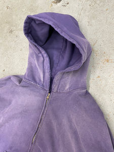 Sweat à capuche à fermeture éclair avec logo personnalisé pour hommes Vintage Stone Wash & Sun Faded Acid Wash Design 100% coton Distressed Hoodie pour l'hiver - Product Image 5