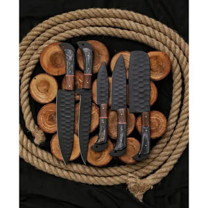 Juego de Cuchillos de Chef Burraq Profesional de 5 Piezas, Hechos a Mano en Acero al Carbono, Mango de Madera Moderno, Ecológico, Apto para Lavavajillas, Ambidiestro - Product Image 5