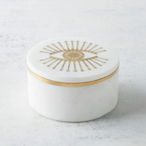 Boîte à boucles d'oreilles en métal et marbre Rangement à bijoux Qualité de première qualité Forme ronde Boîte à bijoux faite à la main Solutions de rangement élégantes - Product Image 4