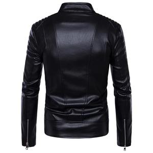 Chaquetas de bombardero para hombre, abrigo de piel sintética a la moda para hombre, abrigo con cremallera, chaqueta de Motor, motociclistas, ropa de marca Punk para hombre - Product Image 3