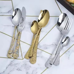 Juego de Cubiertos de Acero Inoxidable Dorado, Cuchillo, Cuchara y Tenedor de Metal para Hoteles - Product Image 4