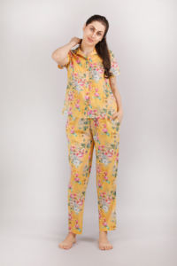 Pijama y camisa de manga corta Premium, conjunto de ropa de noche de alta calidad para mujer, conjunto de pijamas transpirables personalizados de algodón 100% para mujer - Product Image 5