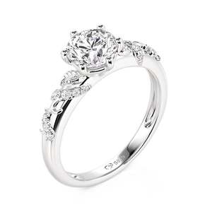 Bague de fiançailles ronde en argent sterling Jeulia avec motif géométrique en forme de branche et de feuille - Product Image 3