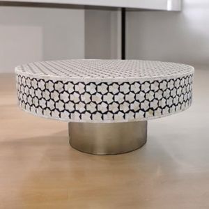 Table basse ronde moderne d'incrustation d'os de vente chaude avec la base d'or pour l'usage de salon d'appartement d'hôtel de luxe - Product Image 3