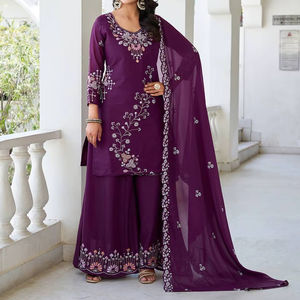 Conjunto de Kurta Sharara Bordado de Lujo Unity con Dupatta, Tela Suave de Georgette, Elegante para Fiestas y Eventos Festivos para Mujer - Product Image 1