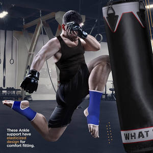 Protège-pieds élastique avec logo personnalisé Bracelet de cheville de boxe pour Muay Thai Kick MMA Arts martiaux Attelle de soutien d'entraînement en coton - Product Image 5