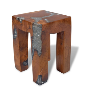 Fabricación al por mayor Taburete de madera y resina epoxi de diseño elegante Taburete de sala de estar moderno hecho a mano Madera natural - Product Image 1