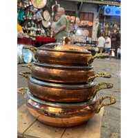Casserole en cuivre de qualité supérieure, de qualité commerciale, avec couvercle et poignée en laiton, compatible avec les cuisinières à induction, passe au lave-vaisselle