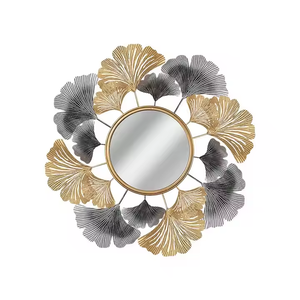 Style moderne dernière mode bohème Ginkgo feuille miroir mural forme personnalisable métal Art pour la maison salle à manger décoration - Product Image 2