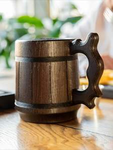 MORDEN STYLE TUMBLER MADERA CERVEZA TANKARD TAZA CAFÉ Viaje Madera Sólido Mango personalizado Bambú Taza de café Navidad - Product Image 3