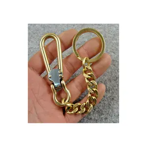 黄铜制钥匙圈挂钩福田市场金银双环链条设计汽车钥匙使用热卖