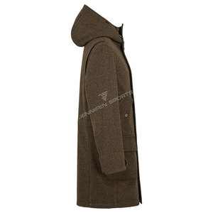 Bán buôn người đàn ông săn bắn Áo khoác trùm đầu vỏ 100% len cộng với kích thước mùa đông chần nút đóng cửa phía trước đa túi 100% lông - Product Image 5