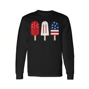 Camiseta del 4 de julio de EE. UU., diseño de paleta de helado roja y azul, manga larga, producto promocional - Product Image 2