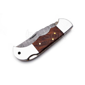Exquisite Damascus Folding Hunting <b>Knife</b> for Outdoor Camping Unique DIY Grade with Customizable OEM Wood Handle - Product Image 6