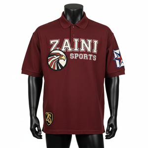 เสื้อโปโลชาย 220 GSM ผ้าคอตตอนผสมโพลีเอสเตอร์คุณภาพพรีเมียม ทรงพิเก้ สีแดงเลือดหมู โลโก้ที่อก ป้ายติดแขนเสื้อ  โลโก้แบบกำหนดเอง เสื้อโปโลไซส์ S - Product Image 6