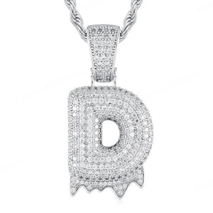 Colgante de Hip Hop con Letra Inicial de la A a la Z, Totalmente Engastado con Diamantes de Moissanita de Primera Calidad, Plata de Ley, Brillante y Único - Product Image 4