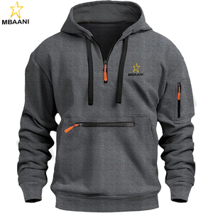 เสื้อฮู้ดผู้ชายผ้าฟลีซสำหรับออกกำลังกาย แขนยาว ซิป ¼  แบบสวม มีกระเป๋า - Product Image 1