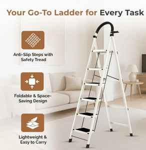 Nouvelle échelle pliable à 6 marches Vision, robuste, compacte, stable, pour usage domestique, capacité de 150 kg - Product Image 5